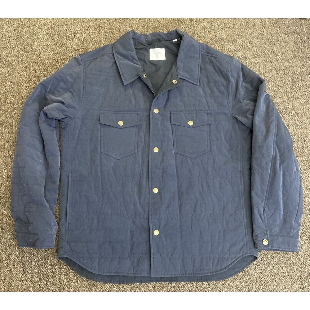 Billy Reid Jacket Quilted Navy Snap Button Size Medium